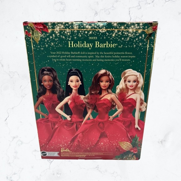 Barbie Signature 2022 Holiday Doll Asian Doll Red Gown NWT - Picture 3 of 10